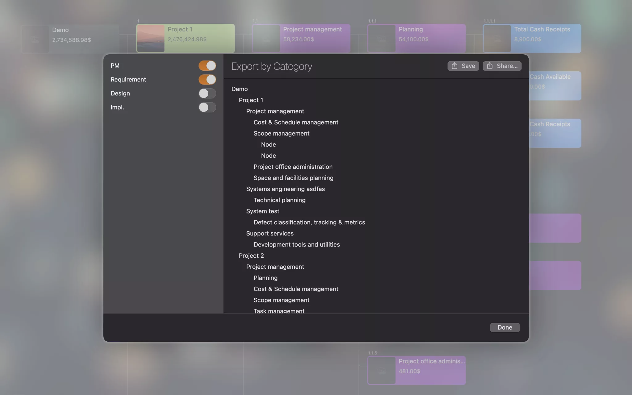 Export by Category