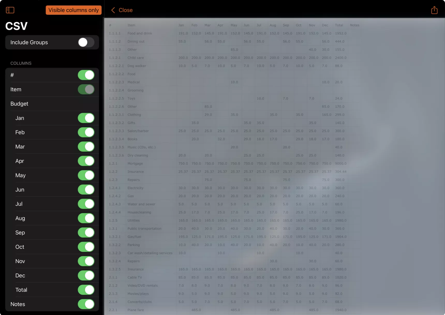 Export to CSV
