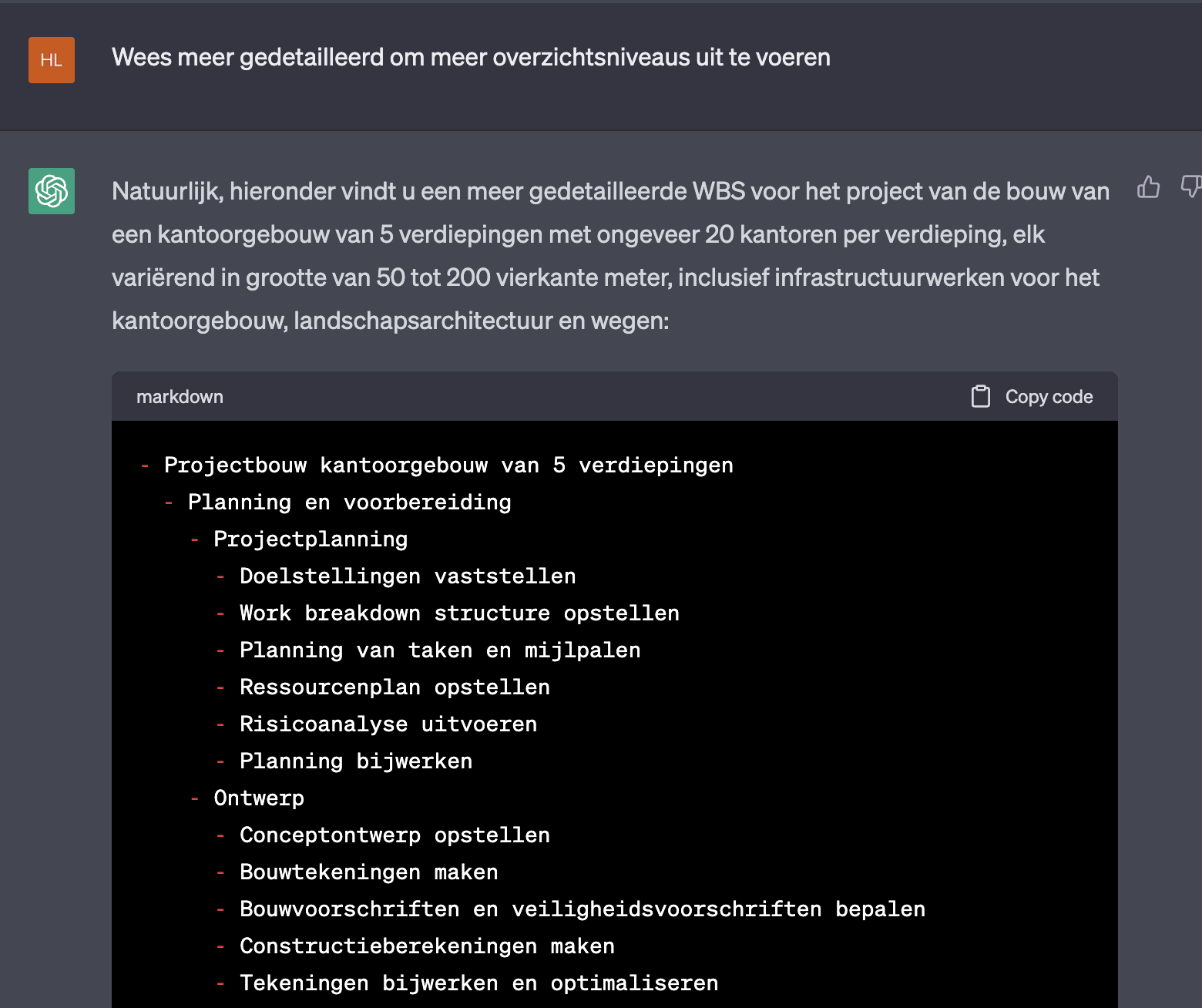 WBS Vraag Meer